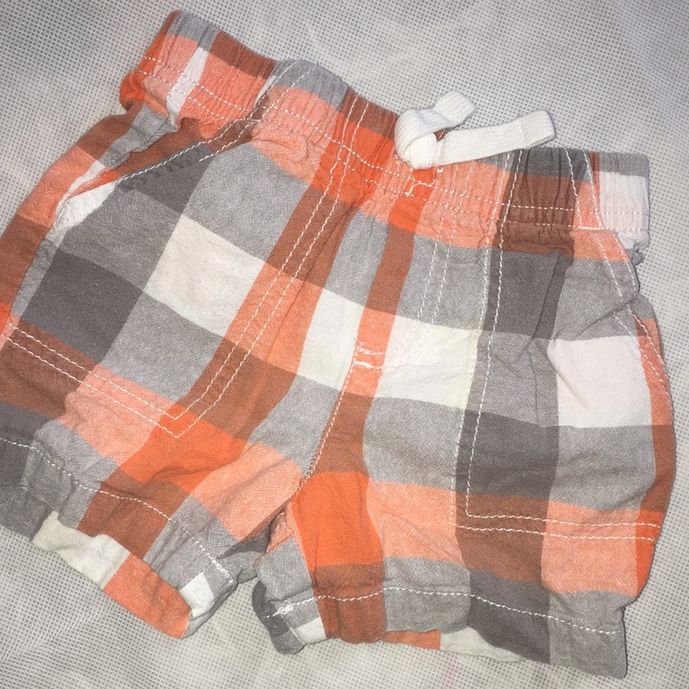 Jumping Beans Toddler Boy Shorts | Gray and Orange Plaid | Size 2T